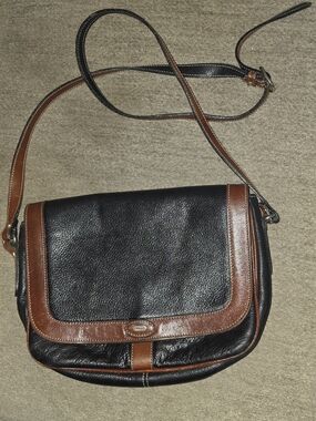 Vintage Bally Two-tone Leather Crossbody Flap Bag